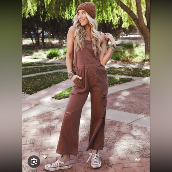 Pants - Boho Dusty Trails Distressed Overalls
